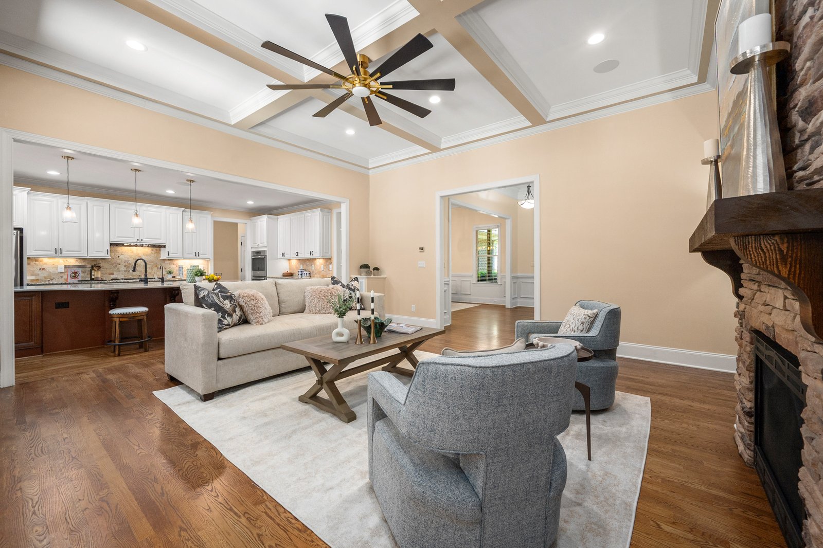 Open-concept living and kitchen